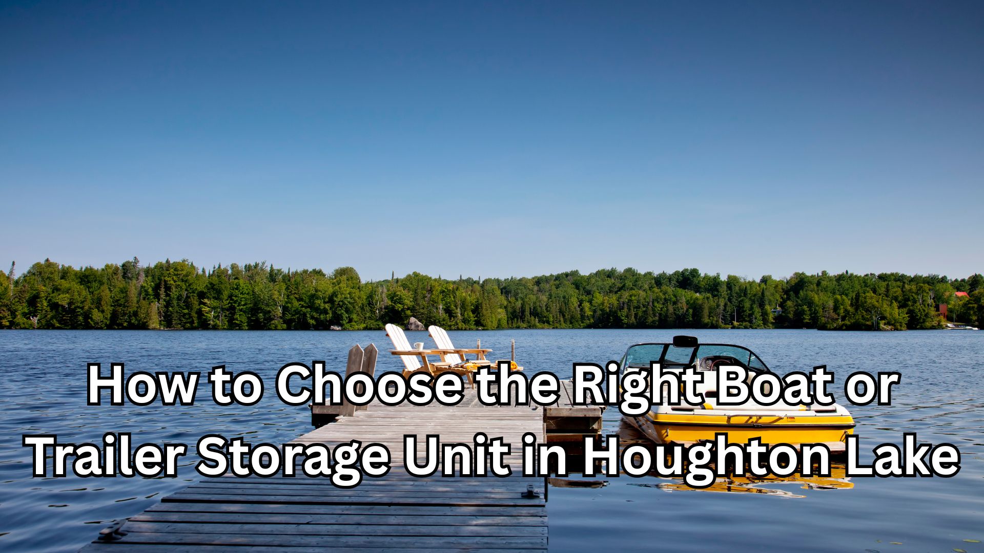 Boat trailer being lined up with an oversized storage unit in Houghton Lake, Michigan